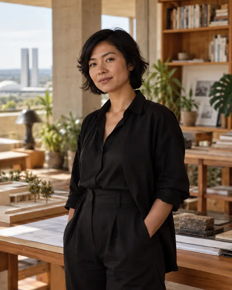 Retrato de Júlia Tanaka no estúdio
